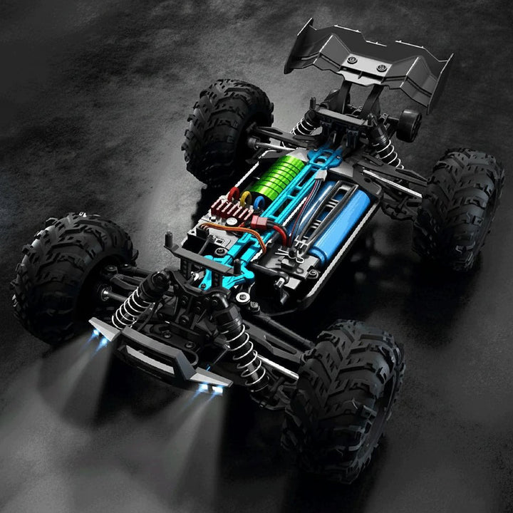 Hobby-grade 1:16 scale all-wheel-drive RC truck, ready for high-speed action & challenging adventures.