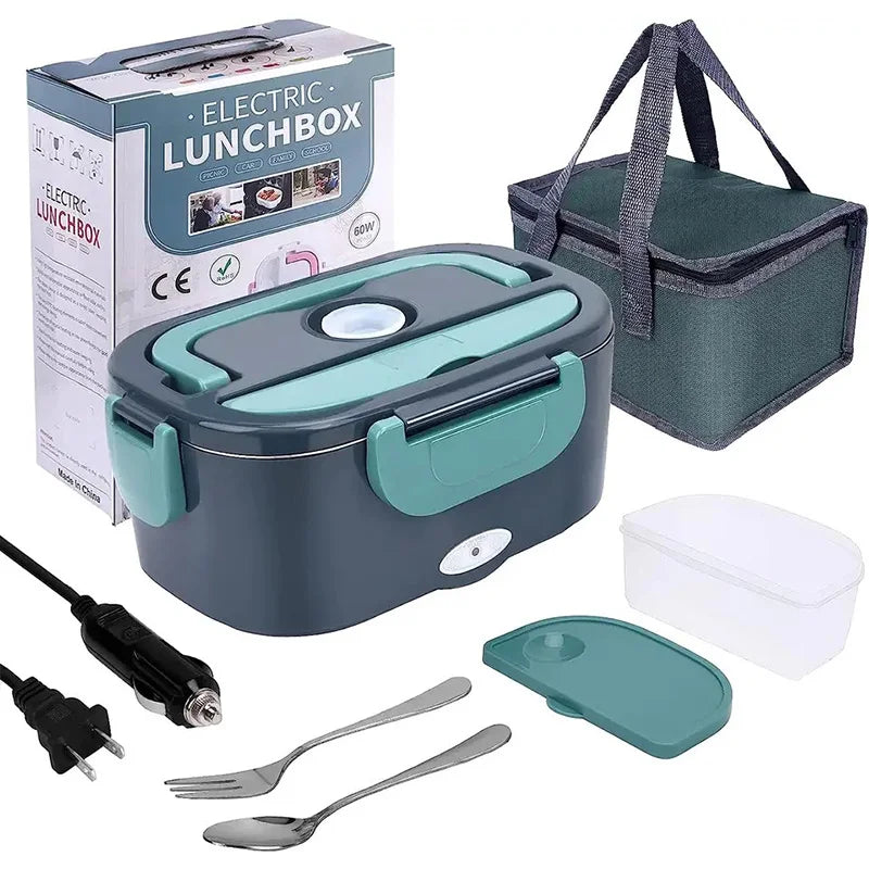 HeatBox 1.5L electric lunch box, leak-proof food heater for warm meals on the go.