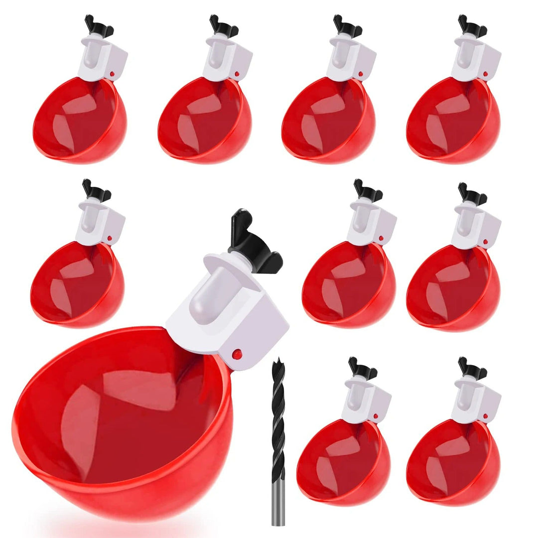 10 Pcs automatic poultry waterer cups for chickens & ducks. Easy-install coop hydration system.