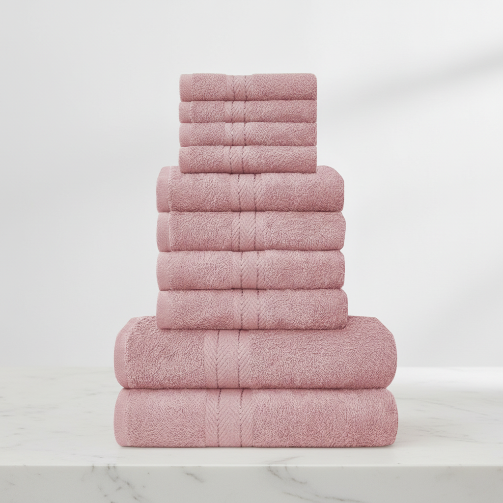 Soft white cotton hand towel with subtle woven detailing, perfect for a luxurious bathroom decor.