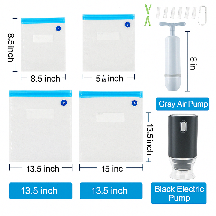 FreshGuard 10 reusable vacuum sealer bags. Essential for fresh food storage, freezer & eco-friendly kitchen use.