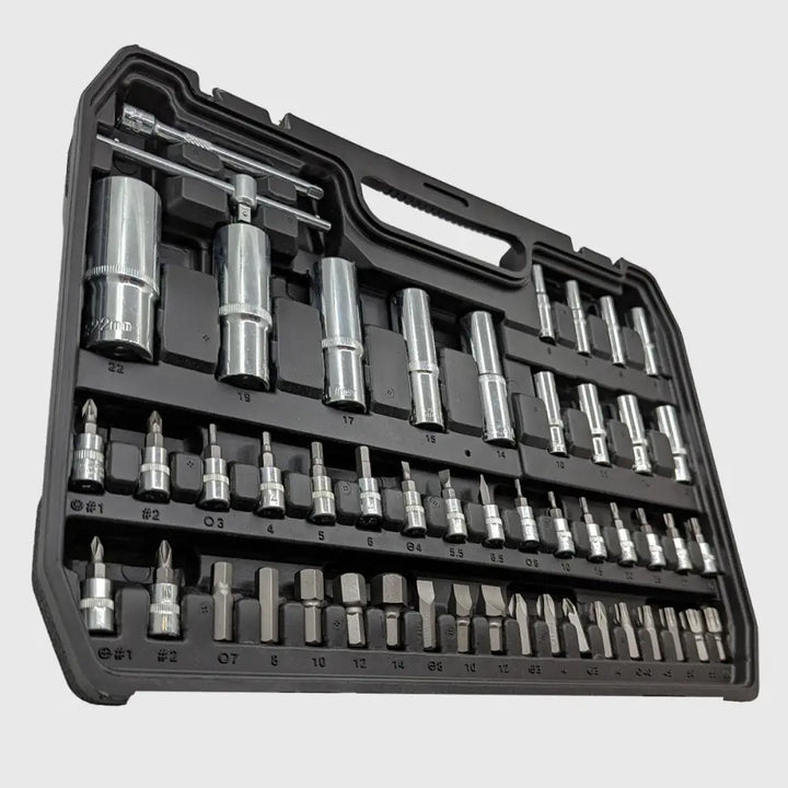 108-piece Chrome Vanadium Socket Set for versatile auto repair & home improvement tasks. Durable mechanic tools.