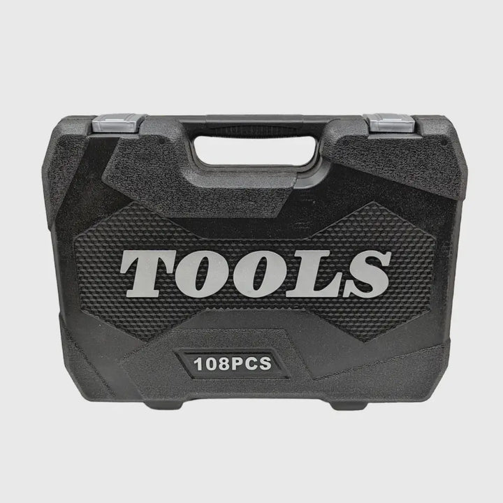 High-quality Chrome Vanadium 108-piece Socket Set. Essential durable hand tools for auto & home repairs.