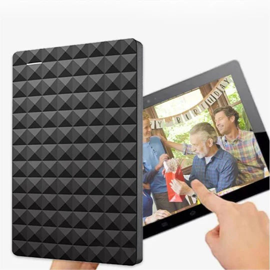 Portable 10TB USB 3.0 external hard drive, compact for mobile data backup & secure file storage on the go.