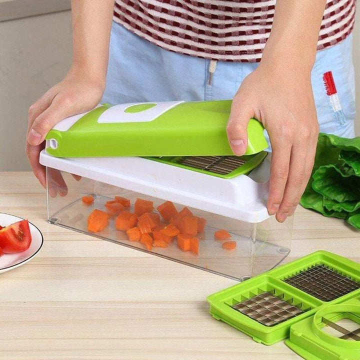 Efficient kitchen gadget for dicing and chopping vegetables, speeding up food preparation.