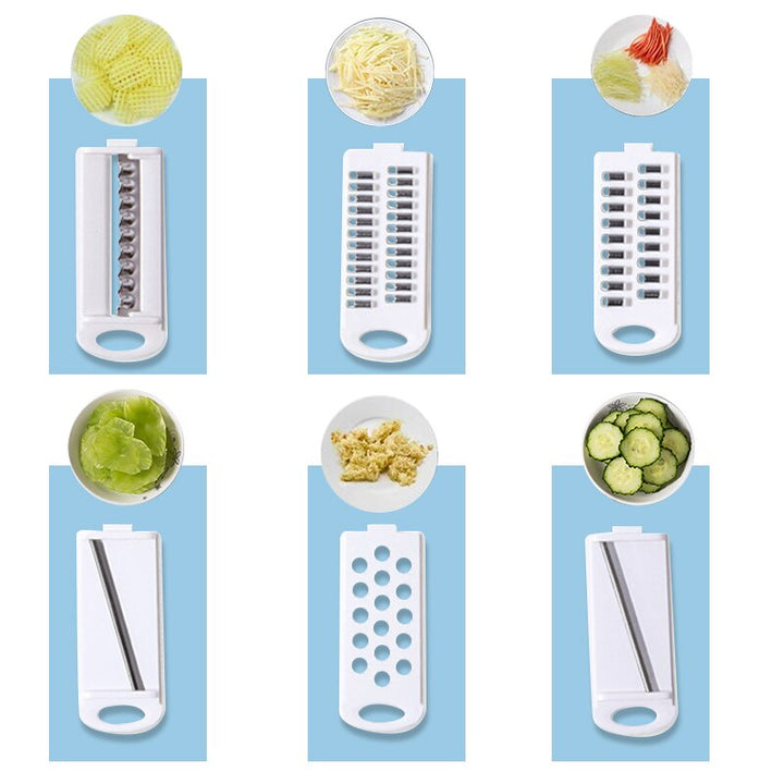 Modern 12-in-1 multifunctional kitchen tool: vegetable slicer, grater, and chopper for efficient food preparation.