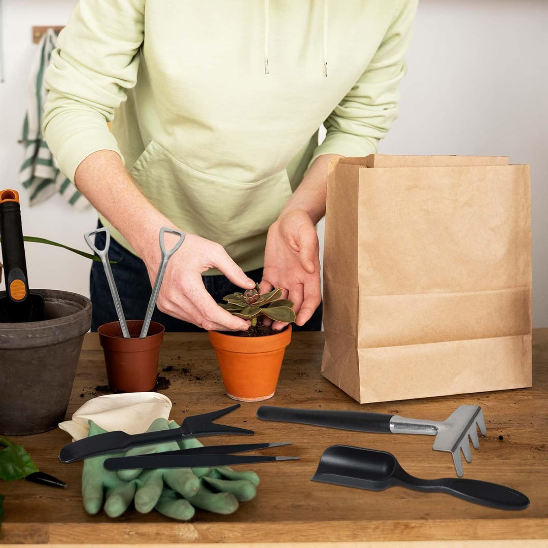 Compact 12-piece succulent tools kit with a black storage bag for easy organization