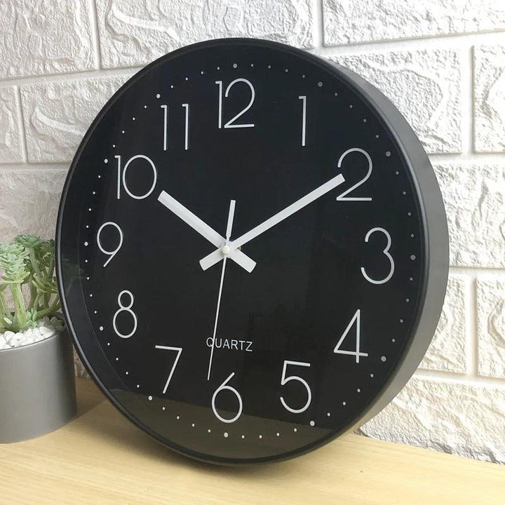 Modern minimalist 12-inch quiet wall clock. Quartz movement for stylish home, living room, or office decor.