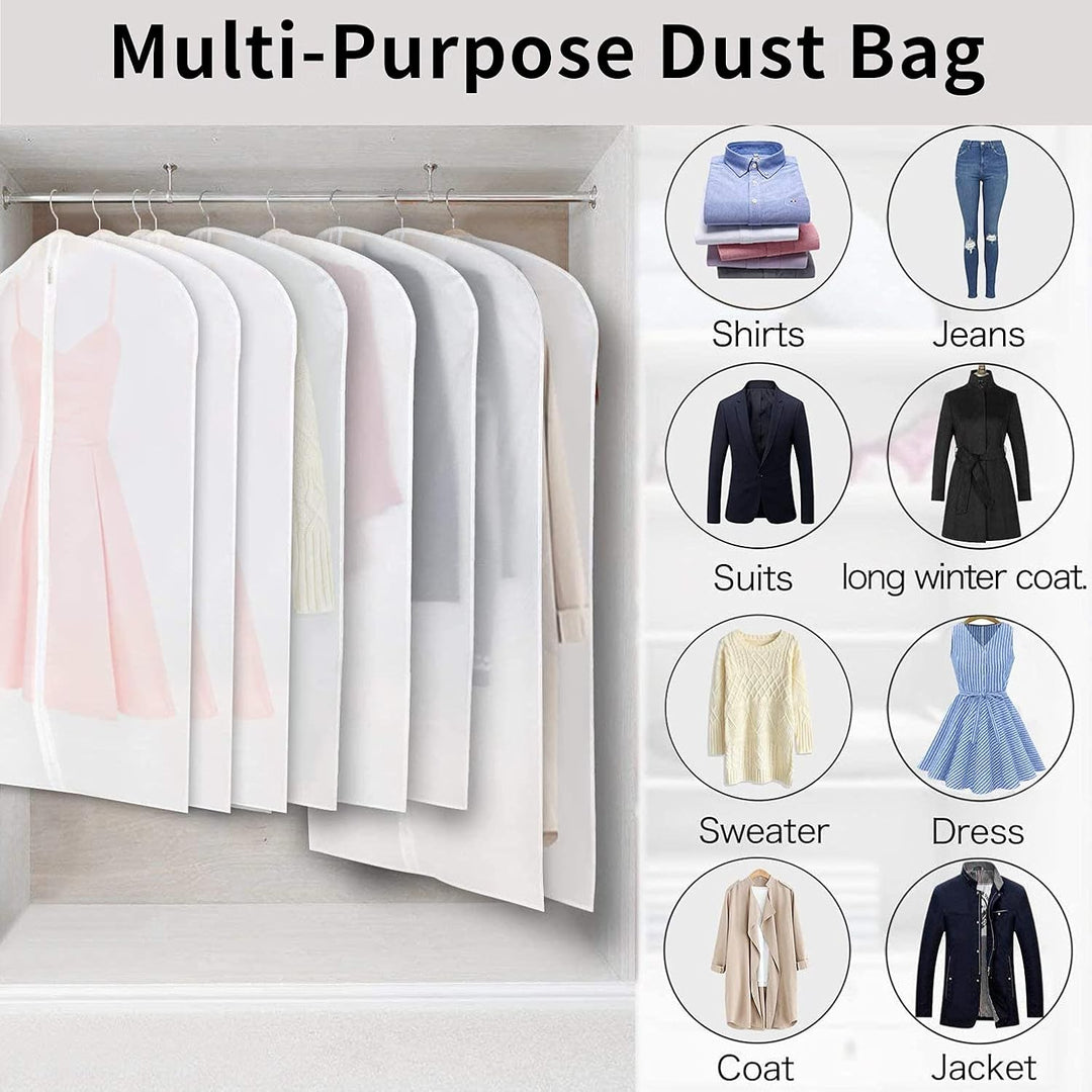 Clear PEVA clothing covers, 12-pack for comprehensive wardrobe and closet organization
