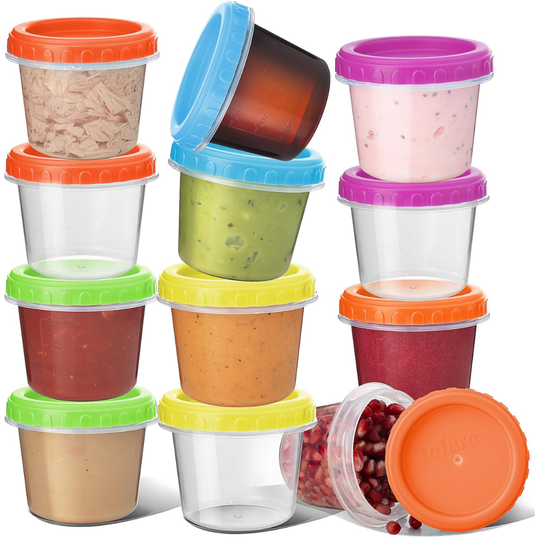BPA-free reusable food storage containers, 12-pack with secure lids. Microwave, freezer & dishwasher safe for convenience.