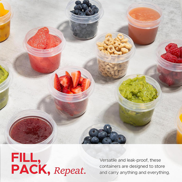 Durable 12-pack small reusable food storage containers with lids. BPA-free, microwave, freezer & dishwasher safe for daily use.