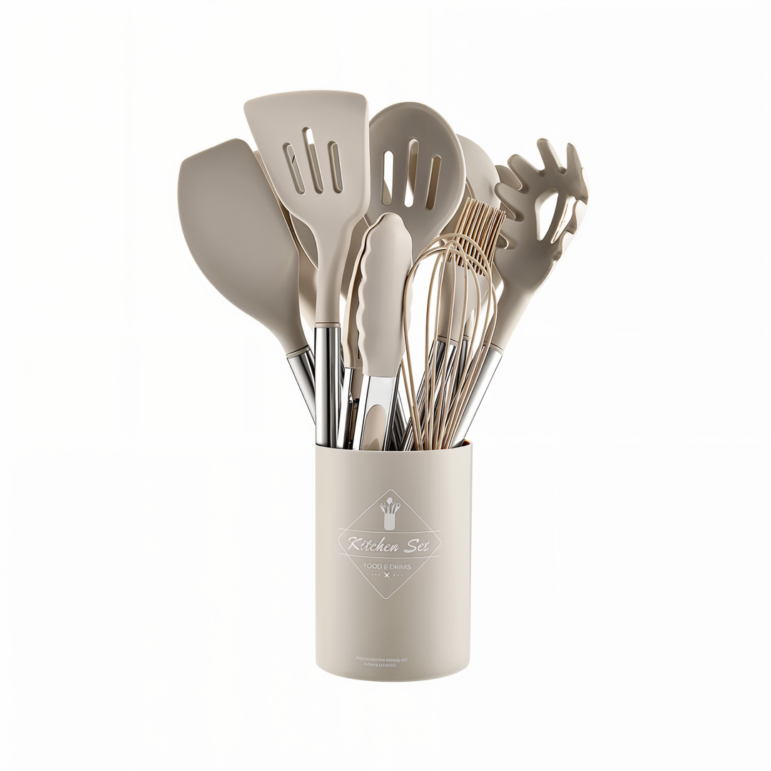 Professional-grade 12-piece silicone kitchen set, designed for efficient cooking and baking tasks.