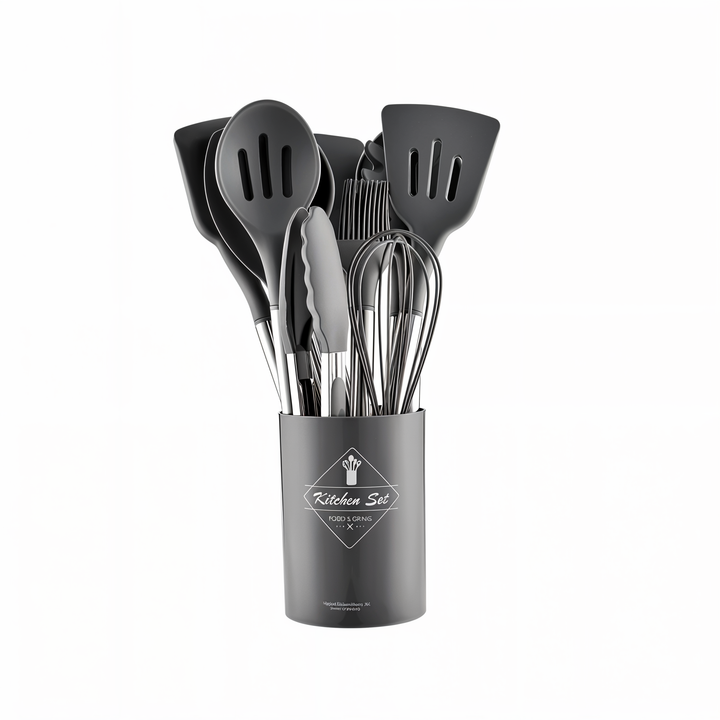 Premium 12-piece silicone cooking & baking utensil set, non-scratch for delicate cookware.