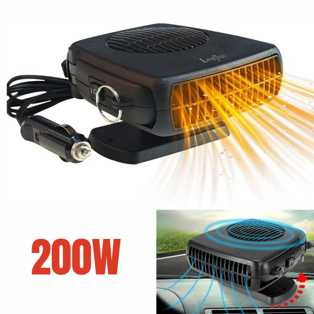 Powerful 150W/300W 12V portable car heater with fan, ideal auto accessory for fast defrost & warmth.