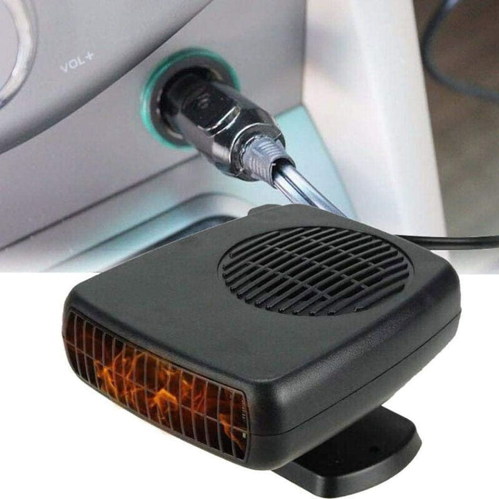 Efficient 12V ceramic car heater fan for quick defrosting and warm air, essential portable auto heating device.