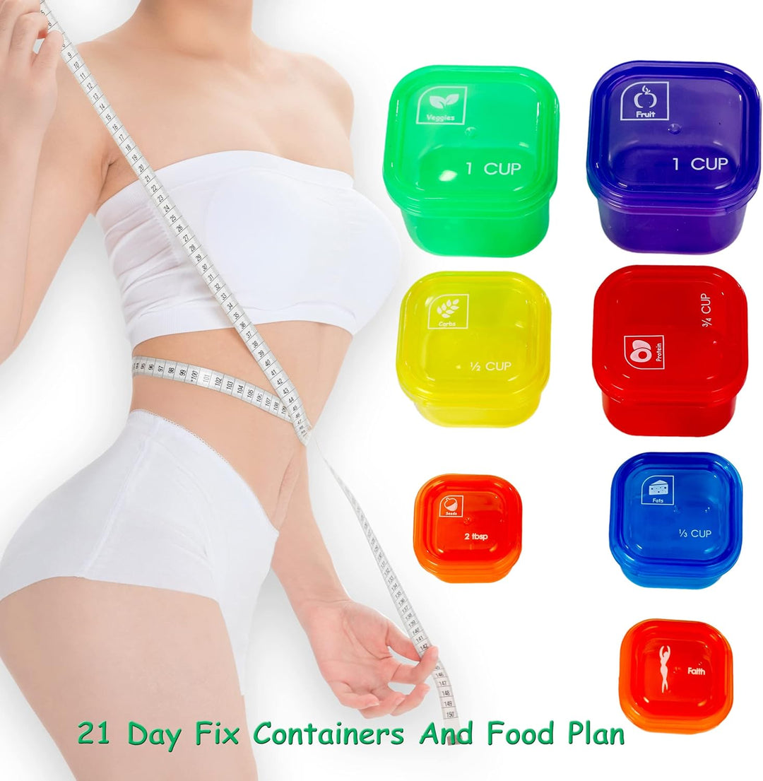 21 Day Fix inspired 14-piece portion control containers for effective weight loss & healthy meal prep.