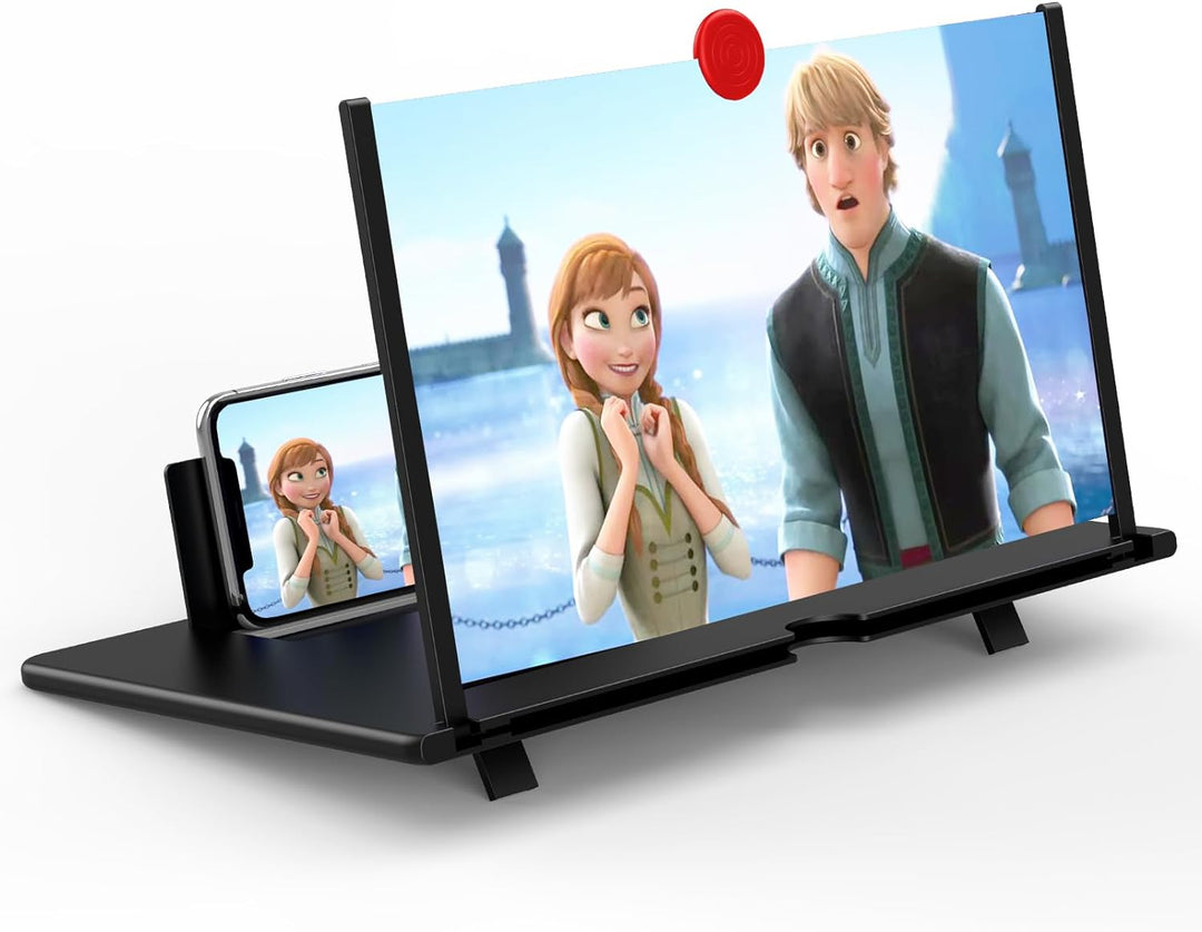 16-inch phone screen magnifier for movies & gaming. Enjoy enlarged mobile videos with reduced eye strain.