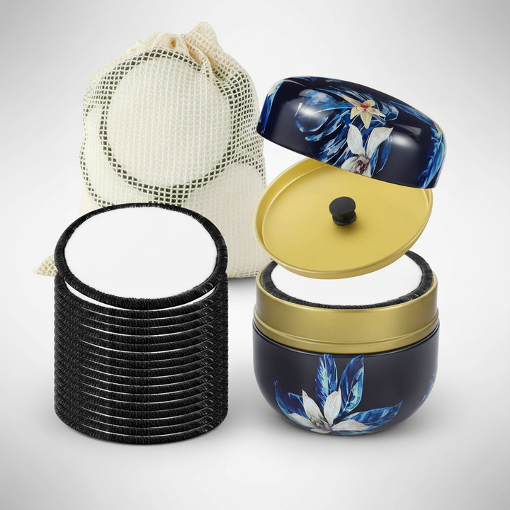 Sustainable bamboo facial pads, reusable and washable, for a complete and earth-friendly skincare regimen.