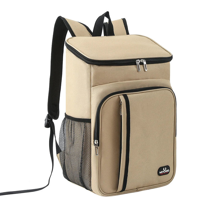 18L portable thermal lunch bag in blue, insulated for fresh meals, unisex design, front view