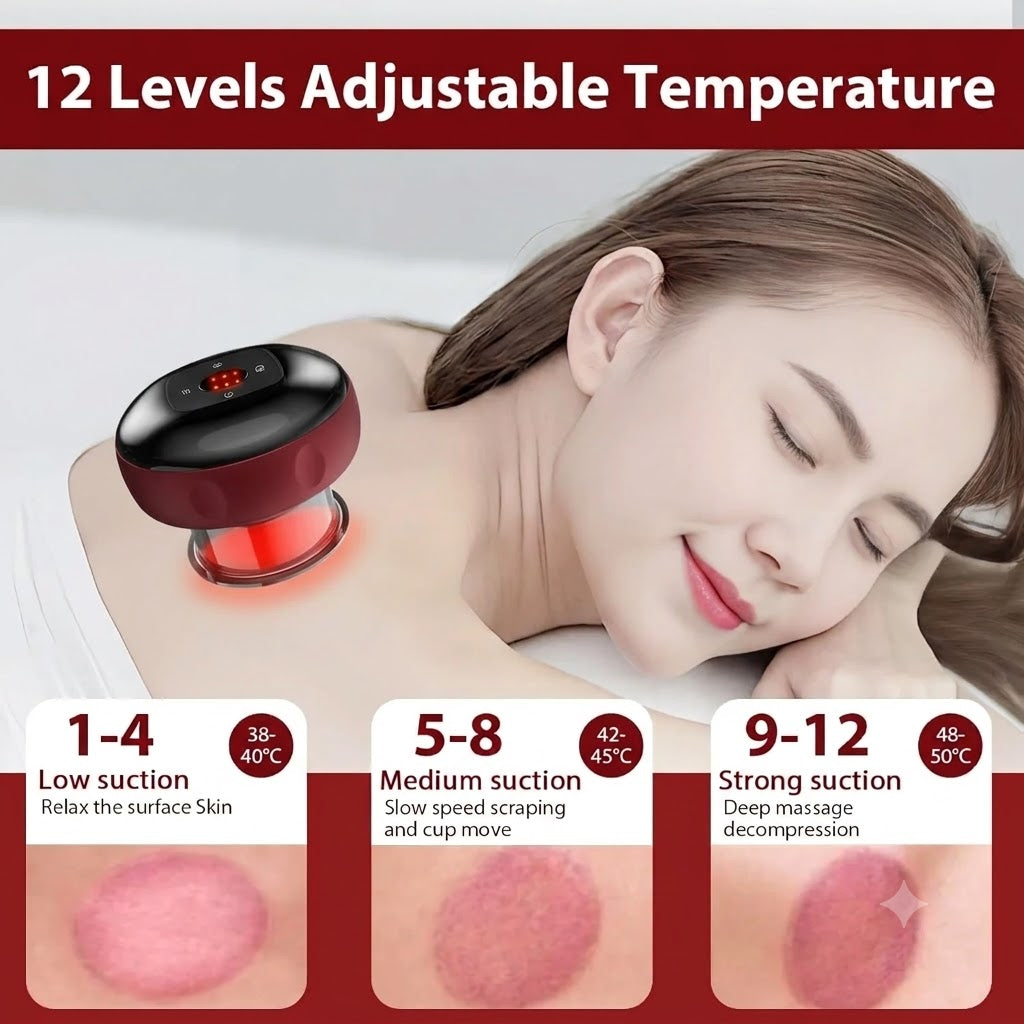 Smart Infrared Cupping Massager with 12 Therapy Levels & Remote