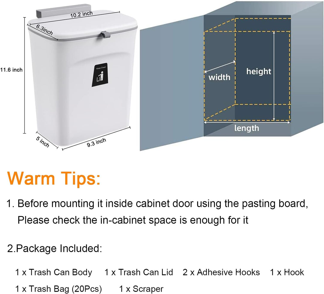 Eco-friendly 2.4 gallon white kitchen compost bin for daily food scraps; perfect for countertop waste.