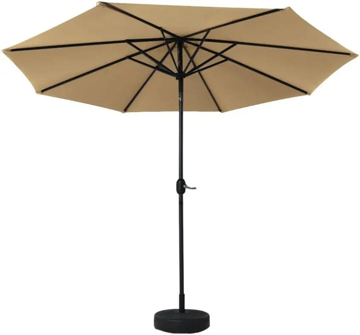 Durable 2.7m Solira patio umbrella with pole stand, providing excellent UV and water resistant shade.