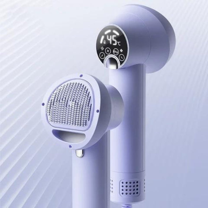 2-in-1 dog grooming & drying brush. Pet hair dryer and slicker brush for efficient pet care.