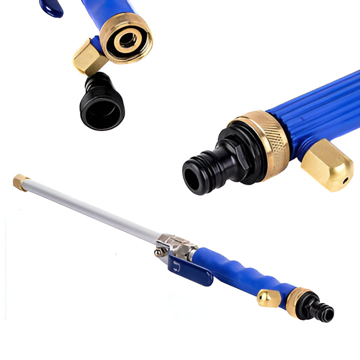 Brass nozzle high-pressure cleaner for garden hose; ideal car wash tool & mildew remover for home/garden.
