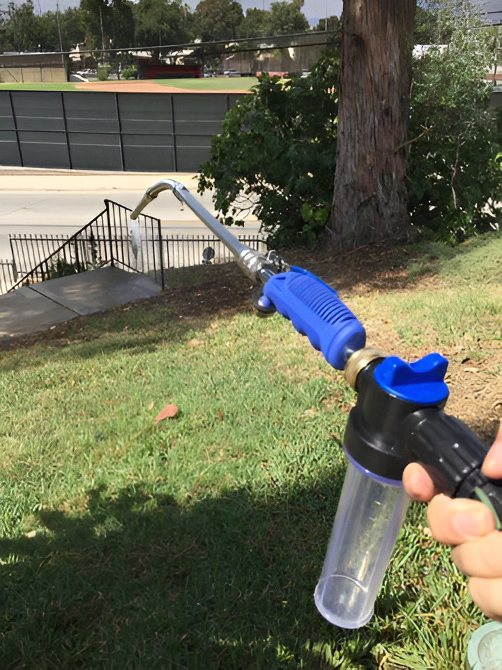 Powerful high-pressure cleaner attachment for garden hose, an effective outdoor dirt & mildew remover.