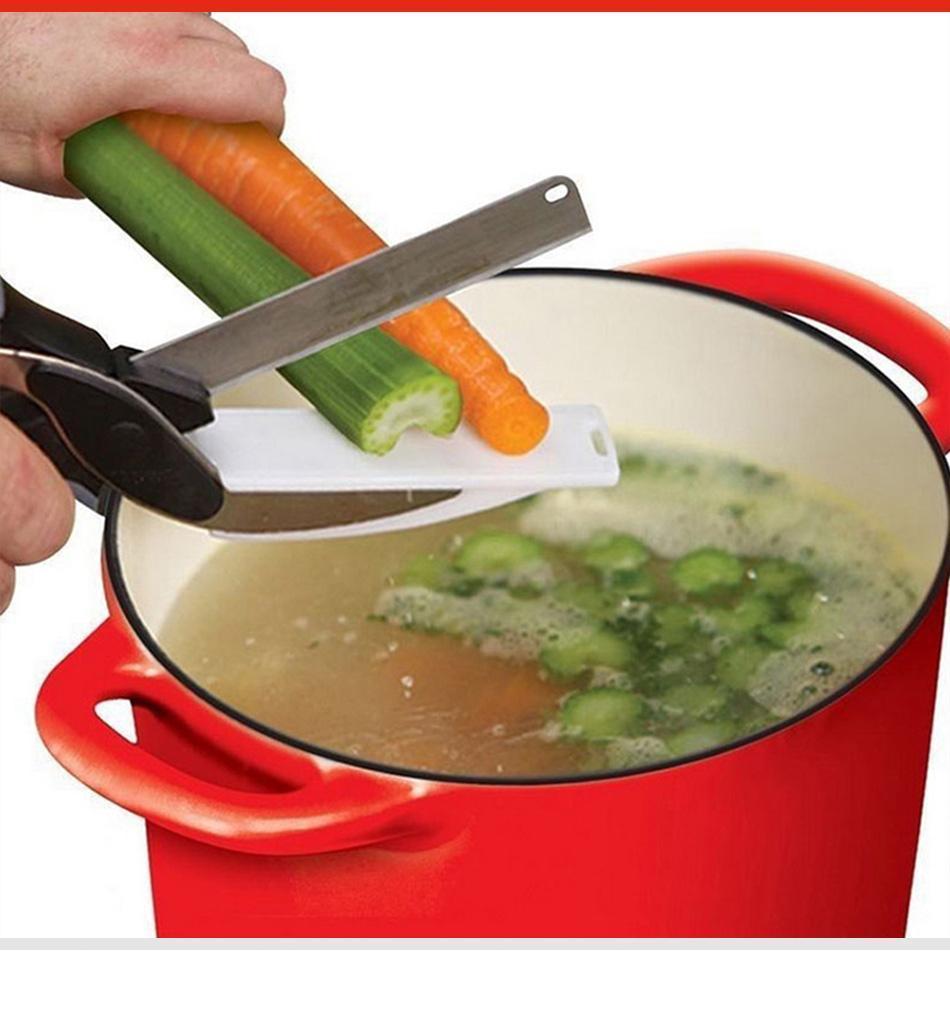 2-in-1 kitchen cutter with stainless steel blade, perfect for slicing vegetables & chopping food easily for meal prep.