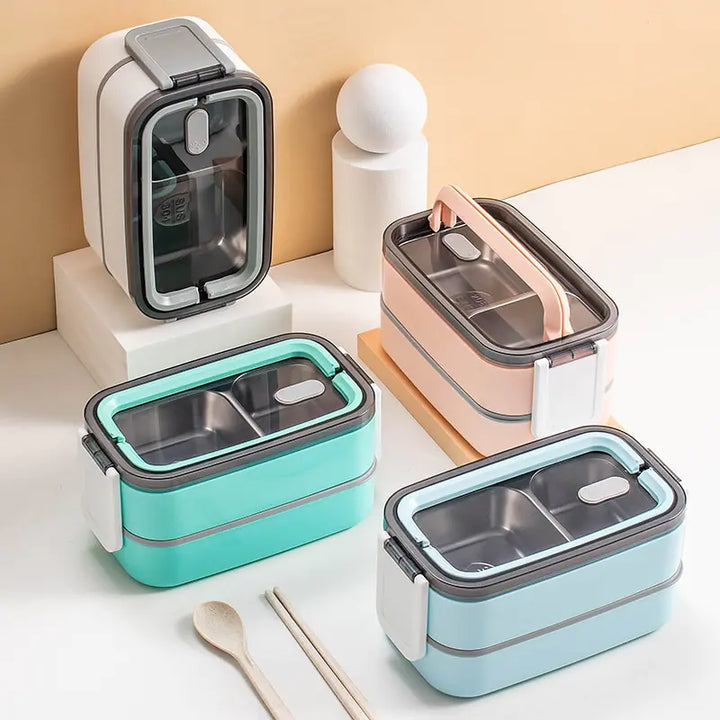 2-layer stainless steel bento lunchbox for organized, fresh meals.