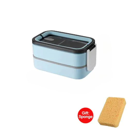 Premium stainless steel 2-layer bento box, keeps food fresh for hours.