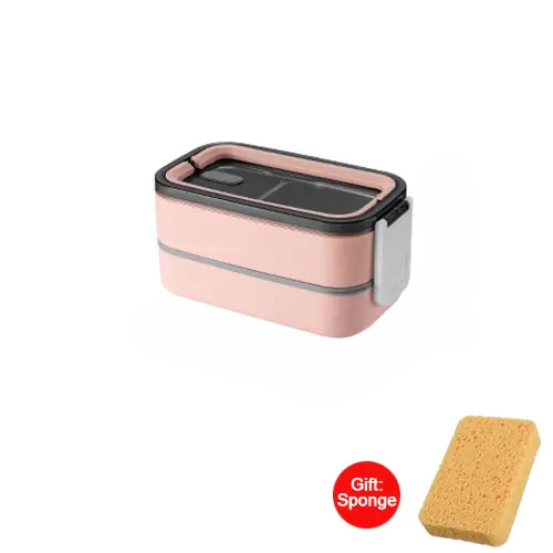 Compact 2-layer stainless steel lunch container, perfect for school or office meals.