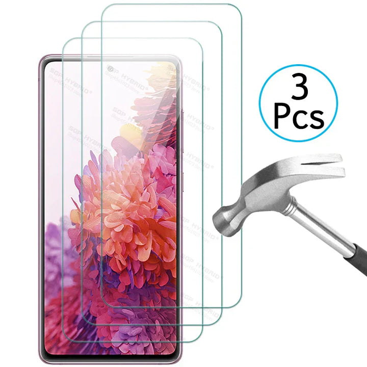Bulk pack of two tempered glass screen protectors for Samsung Galaxy, ensuring bubble-free smartphone protection.