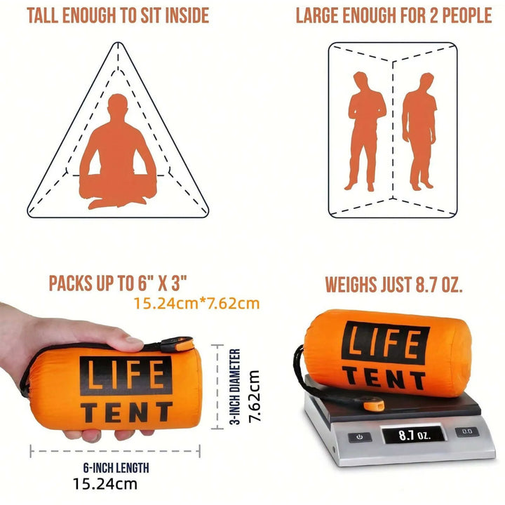 StormShield 2-Person Emergency Survival Tent, weatherproof & lightweight for outdoor shelter, camping, and emergencies.
