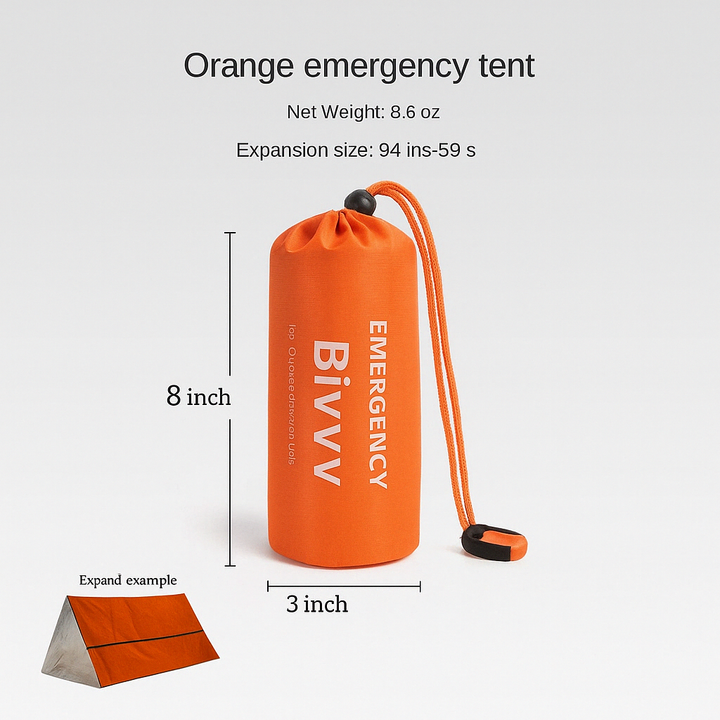 Emergency survival shelter for two, DualGuard tent in an outdoor setting, perfect for camping, hiking, preparedness.