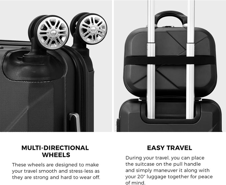 Your ultimate vacation gear: a durable 2-piece hard shell luggage set with TSA lock and smooth spinner wheels.