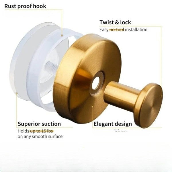 Easy-install twist-lock suction hooks for organizing small items, great for tidy kitchen or bath.