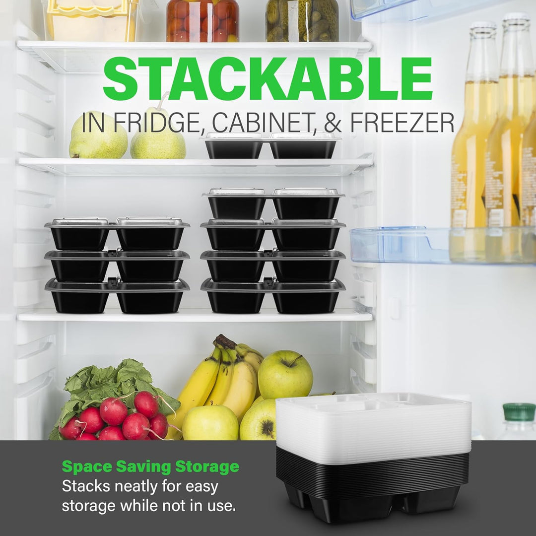 Essential kitchen food storage: 20-pack reusable 3-compartment bento boxes for meal prepping & healthy eating.