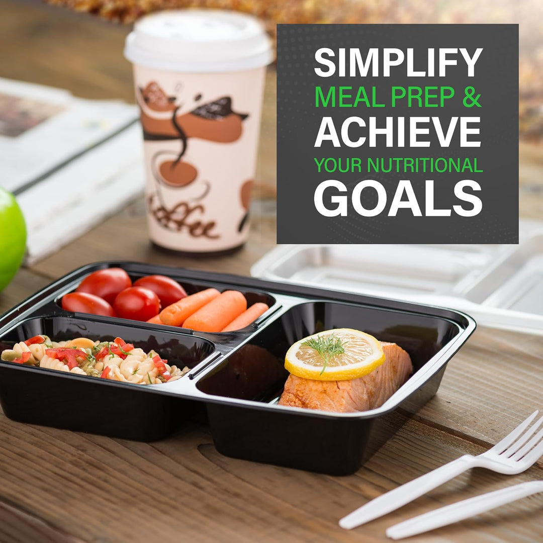Versatile 20-pack 3-compartment bento lunch containers for snacks, meals & organized healthy food storage.