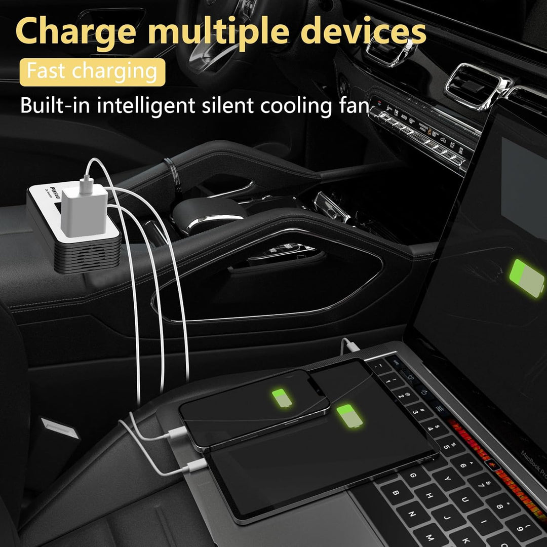 Portable 200W car inverter to power devices in your vehicle, USB-C