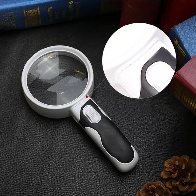 20X LED magnifying glass for clear vision, ideal for reading fine print & seniors with low vision.