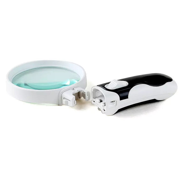 Powerful 20X magnification LED light magnifying glass for extremely fine print & close inspection.