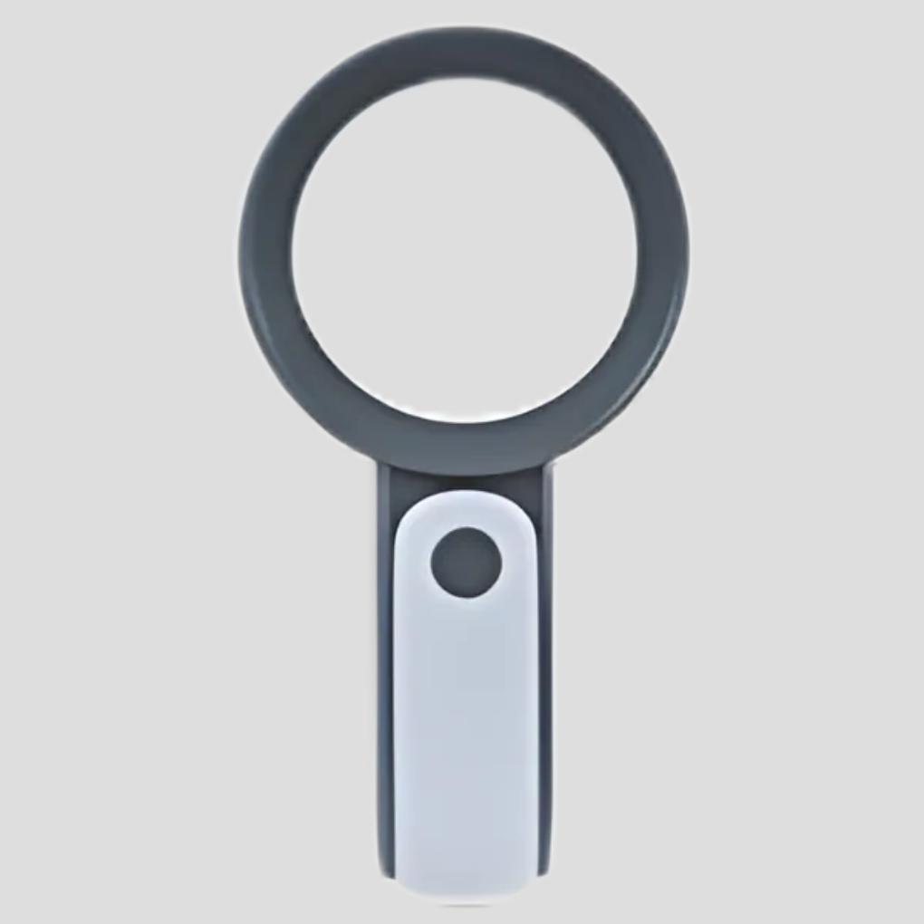 Portable 20x vision aid magnifying glass with ergonomic handle for reading, hobbies, and fine detail work.
