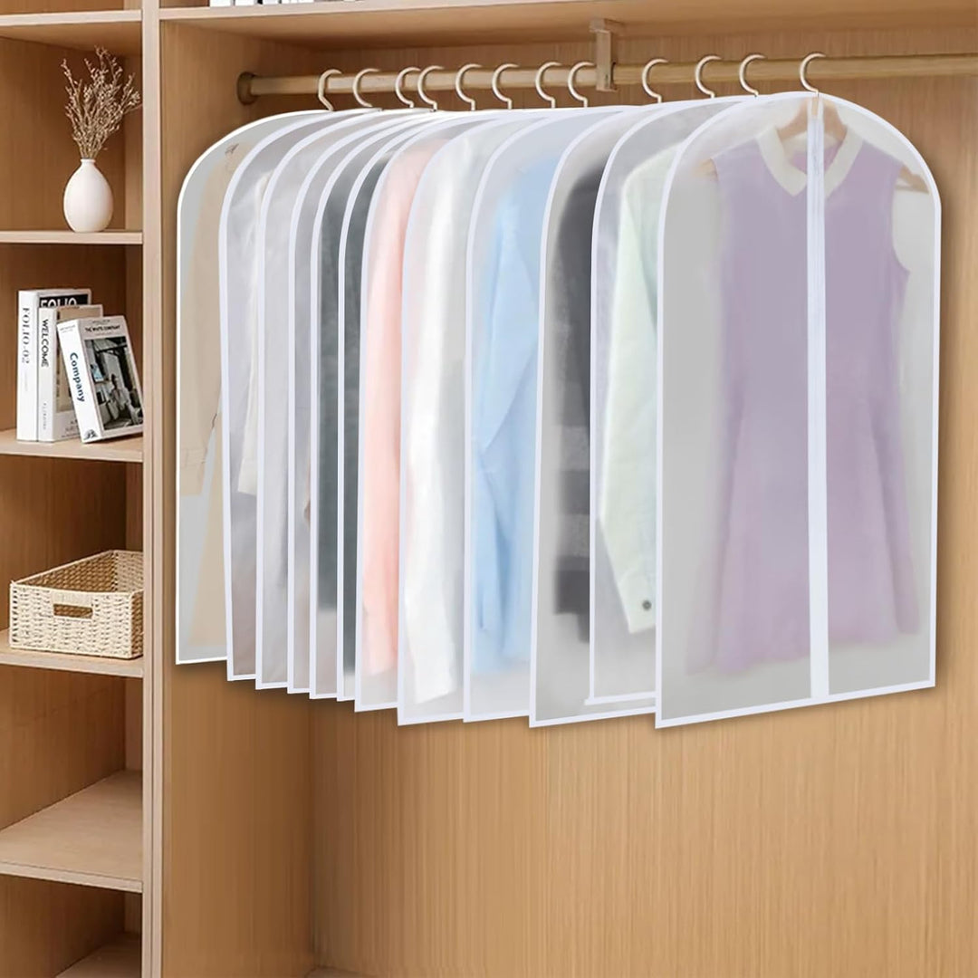 Dust & moth proof: 24 breathable garment covers for suits, dresses, and formal wear.