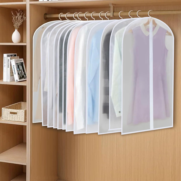 Dust & moth proof: 24 breathable garment covers for suits, dresses, and formal wear.
