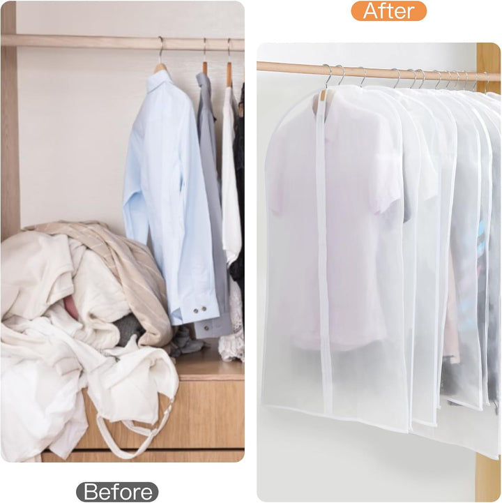 Easy-view clothing covers: 24-pack, breathable PEVA, for organized closet storage.