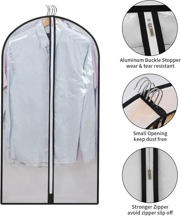 Breathable PEVA garment covers, 24 count, protect clothes from dust & moisture.