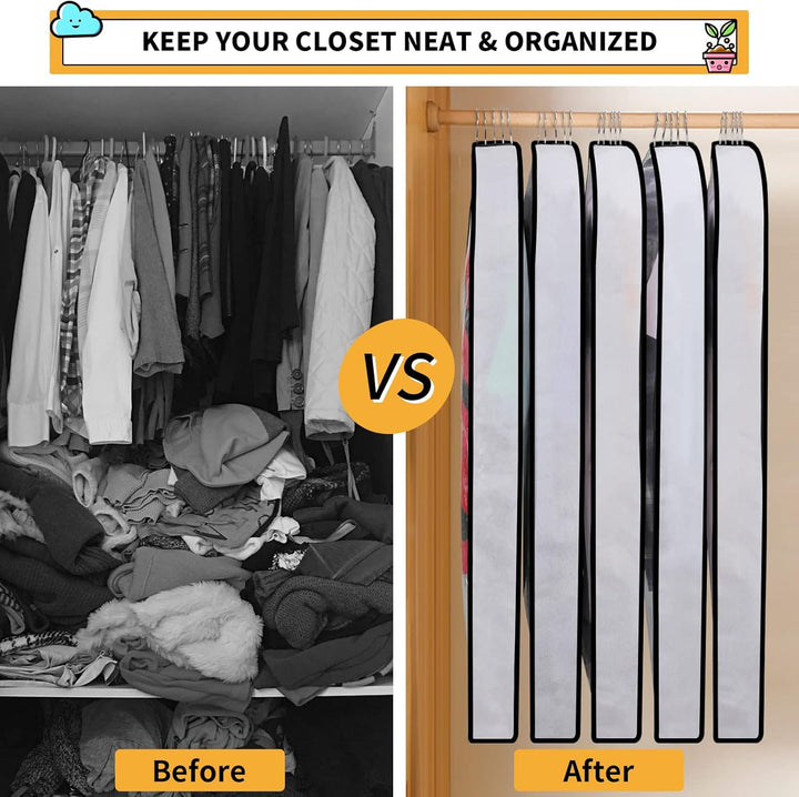 Home organization essential: 24-pack breathable garment covers for clothes protection.