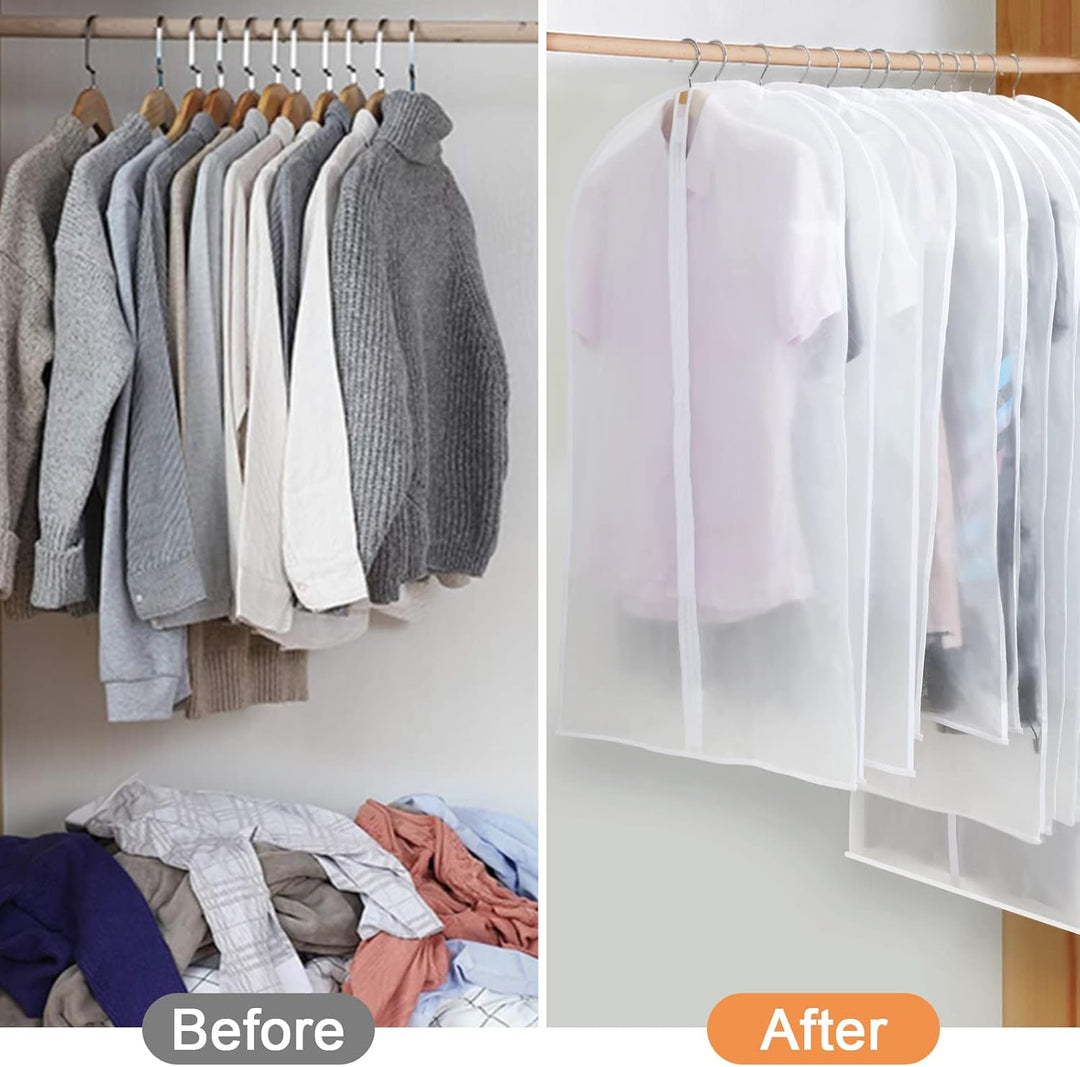 Wardrobe accessory: 24 clear PEVA garment covers for dust and moth protection